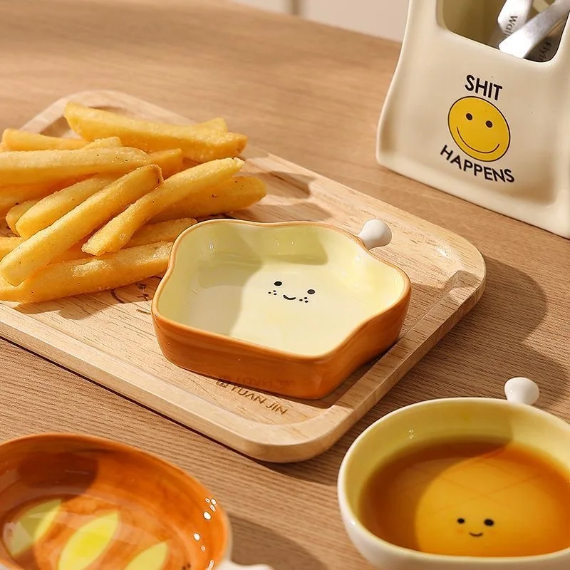 Ceramic Plate Cute Bread Seasoning Dish Underglaze Color Good-looking Dish Household Sauce