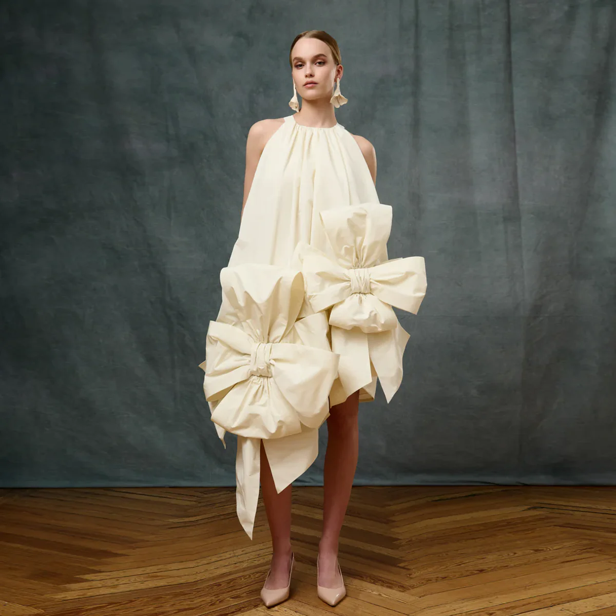 Chic Ivory Big Bow Short Dress 2025 Spring Women Formal Party Dresses Short Prom  Gown Ruffle 3D Flower Celebrity Dress Gala Gown - AliExpress