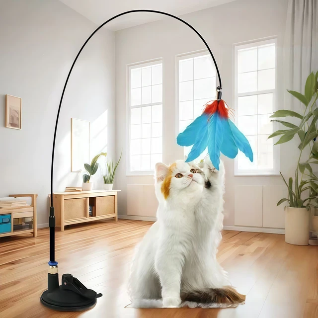Cat Teaser Toy Cat Teaser Pole With Feather Bell Extended Rod Suction Cup Durable Bite Teaser Stick Replaceable Feather Head Cat Teaser Toy Cat Teaser Pole With Feather Bell Extended Rod Suction Cup Durable Bite Teaser Stick Replaceable Feather Head
