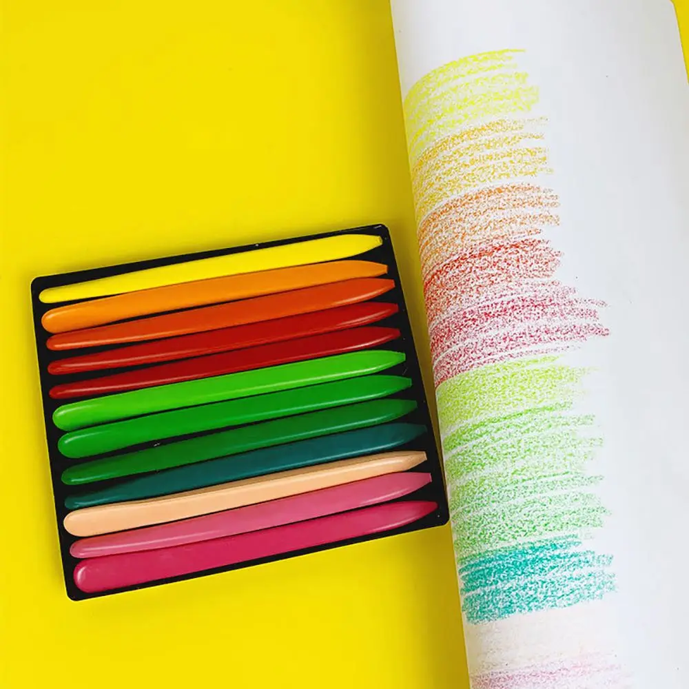 6/12/24/36 Colors Non Dirty Hand Washable Triangular Plastic Crayon Student Oil Painting Stick Early Childhood Education Tools