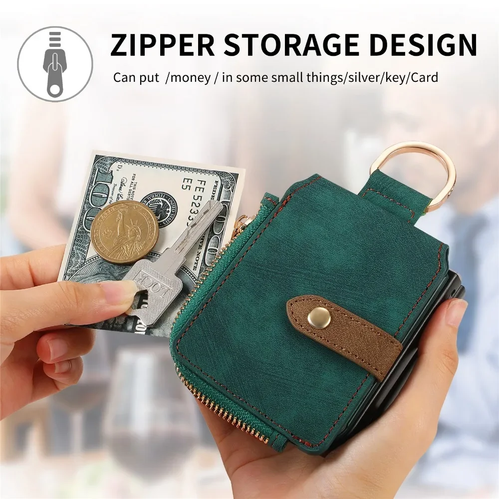 Premium PU Leather Phone Wallet with Card Holder & Ring - Shockproof Protection