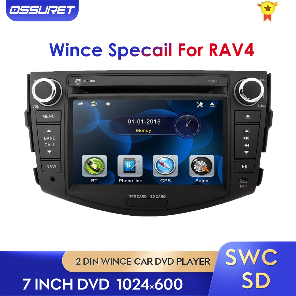 7&quot HD Car Radio GPS Navigation Multimedia Player For Toyota RAV4 2006-2011 SWC MirrorLink BT DAB USB Map Card Ship from CN/AU/EU |