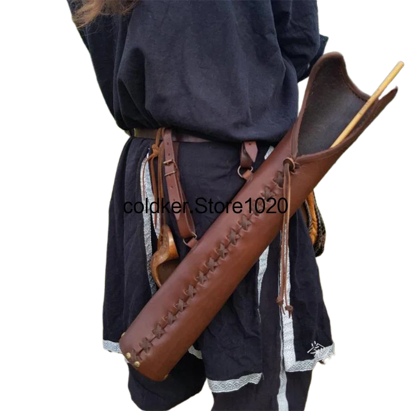 

Medieval costume accessories Leather Arrow Quiver waist Bag design for Archery Cosplay Vintage Dorlach Hunting Shooting
