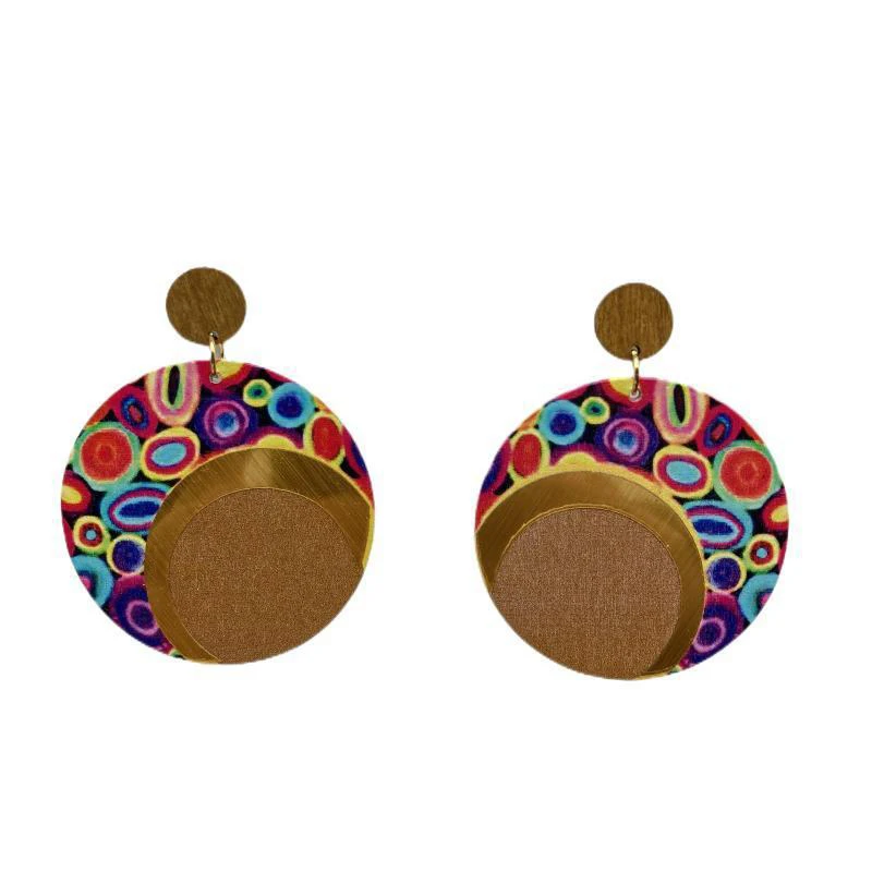 KaFu Orecchini Pendenti In Legno Naturale A Cerchio - 4 Cm, Ganci In Acciaio Inox, Stile Bohémien E Retrò Per Donne (Marrone)