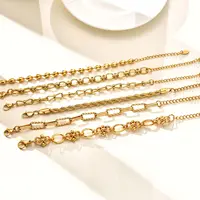 Chunky Stainless Steel Link Chain Bracelet For Woman, Gold Plated Layering Bracelets Wristband Waterproof Jewelry - Image 4