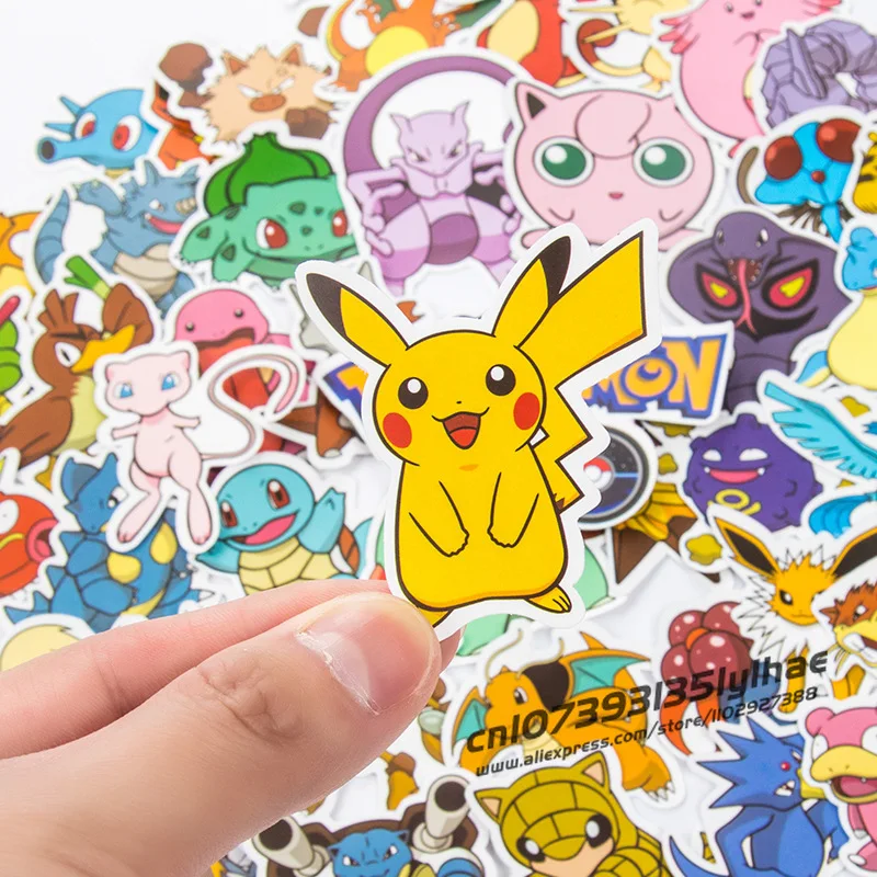 

50pc Pokemon Stickers for Disney Stitch Lion King Hello Kitty Doraemon Frozen Spiderman Anime Cars Sticker Pack for Bags Pegatin