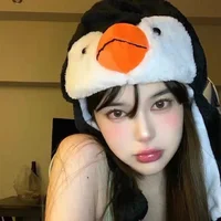 Warm Hat Winter Cute Women Cartoon Scarf Hat 3D Earlobe Warmth Cartoon and 3D Animal Adult Parent-child Women Hat Panda 2
