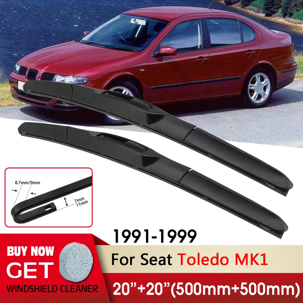 

Car Wiper Front Wiper Blades 20"+20" For Seat Toledo MK1 1991-1999 Fit U Hook Arm Windshield Windscreen Front Window