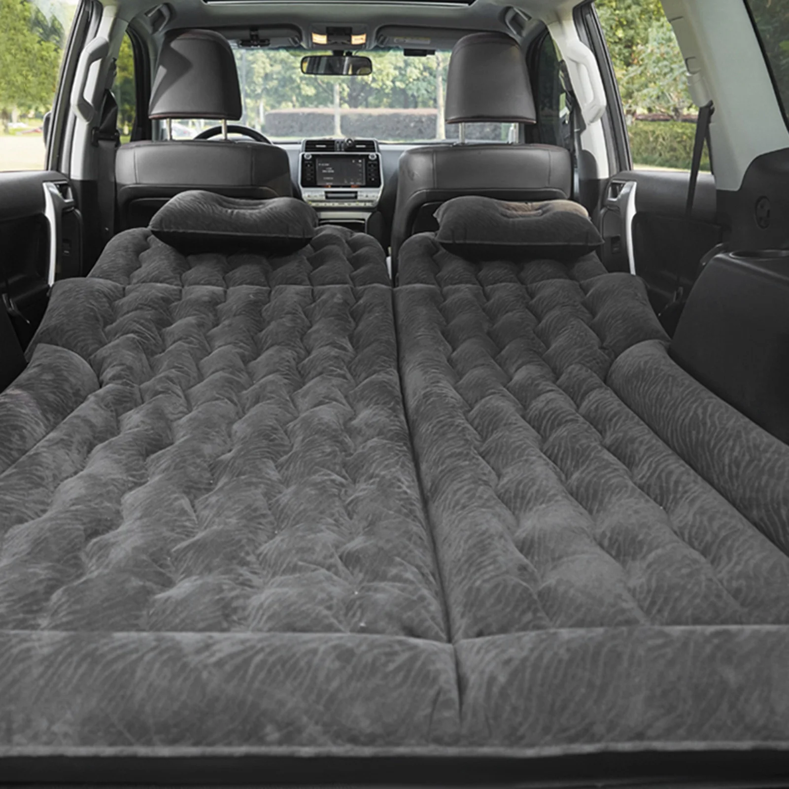 2‑In‑1 Multifunction Inflatable Travel Mattress PVC Flocking Soft Sleeping Rest Cushion for Car SUV Car Inflatable Bed