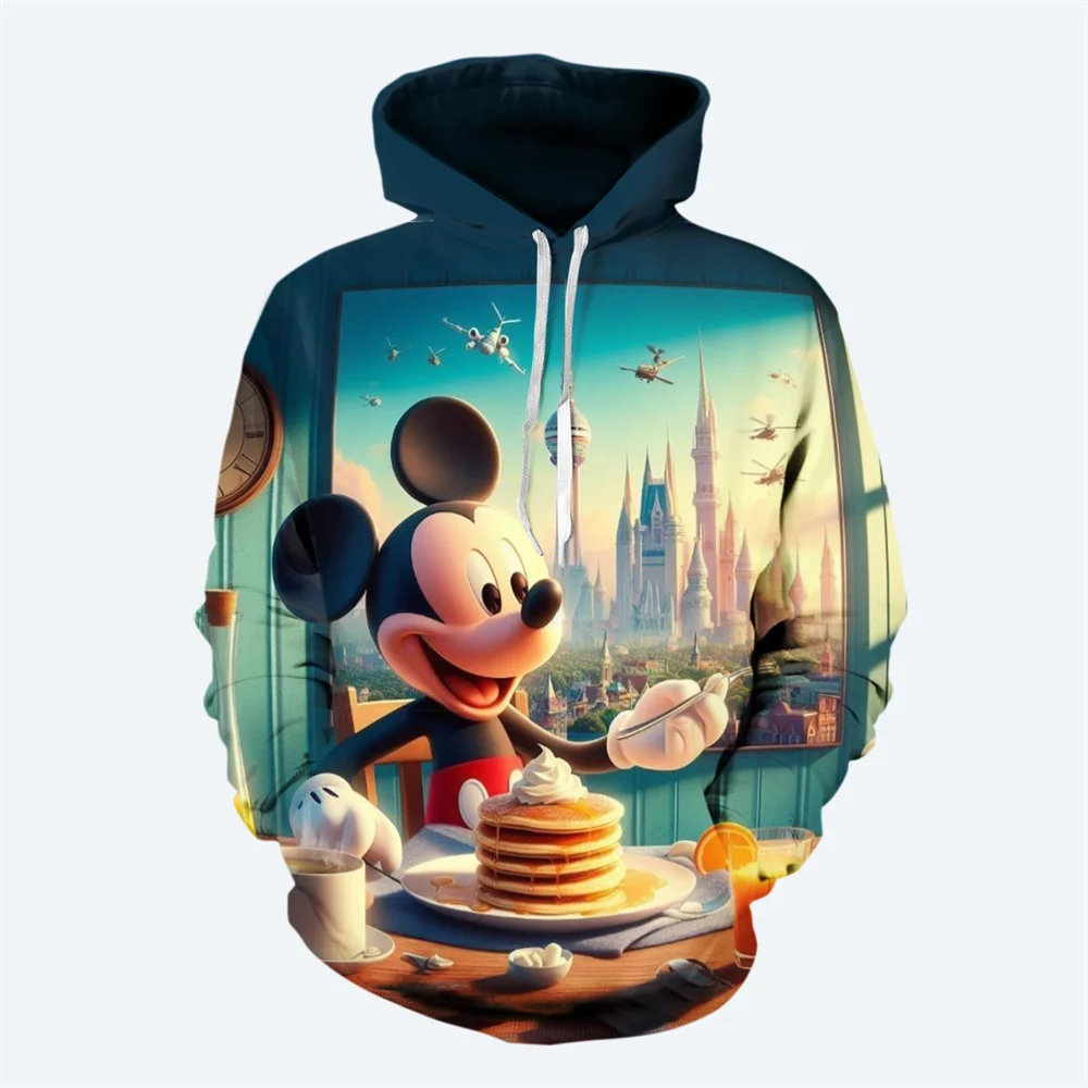 Nueva sudadera con capucha de dibujos animados para hombre, sudadera con estampado 3D de Disney Mickey Mouse, suéter de estilo informal de calle a la moda, sudadera con capucha para hombre