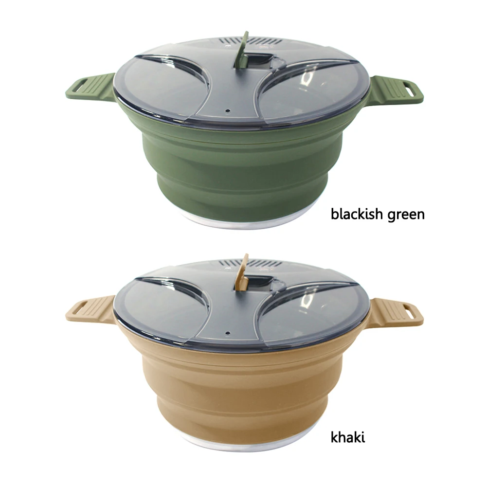 Foldable Portable Camping Kettle Saving Space Collapsible Cooker Pot with Handle for Outdoor Fishing for Picnic Travel Tableware