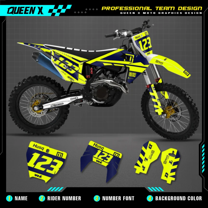 

Queen X MOTOR Custom Team Graphics Decals Stickers Kit For Husqvarna Decal 2019-2022 TC FC TX FX FS 20-23 TE FE 125-450CC 13