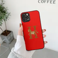 Elegant H Cross Leather Luxury Phone Case - Classic Fashion Cover for 7plus or 8plus (Red)