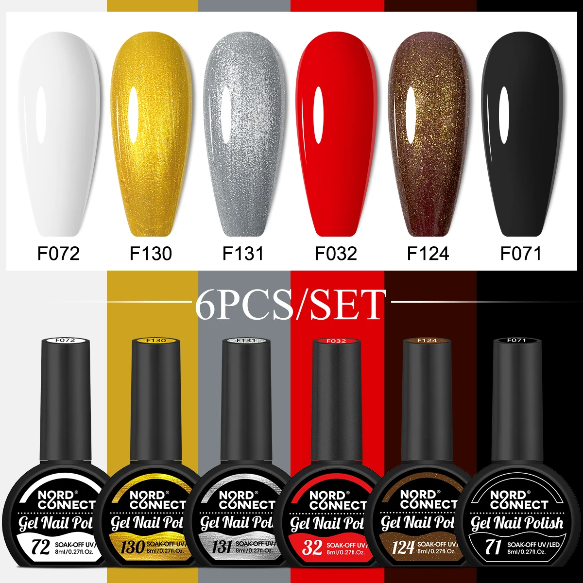 6-Piece Hypoallergenic Gel Nail Polish Set - Professional Nail Care