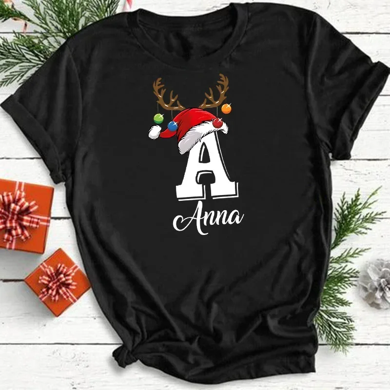 Personalized Christmas Family Matching Clothes Initial with Name Mom Dad Daughter Son T-shirt Baby Bodysuit Xmas Girl Boy Outfit 4
