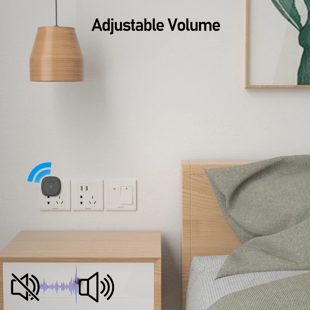 AC 초인종 용 무선 USB 차임 150 미터 장거리 8 노래 3 레벨 볼륨 비주얼 초인종 액세서리
