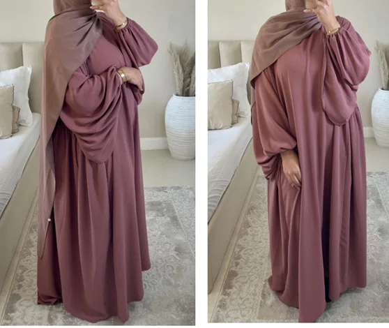 S6d776b330875430aa48f47c12d73db29E Casual Solid Eid Muslim Dress Women Hijab Abaya Kimono Khimar Dresses Kaftan Kebaya Ramadan Abaya Dubai Long Robe Islam Clothing Mallzona