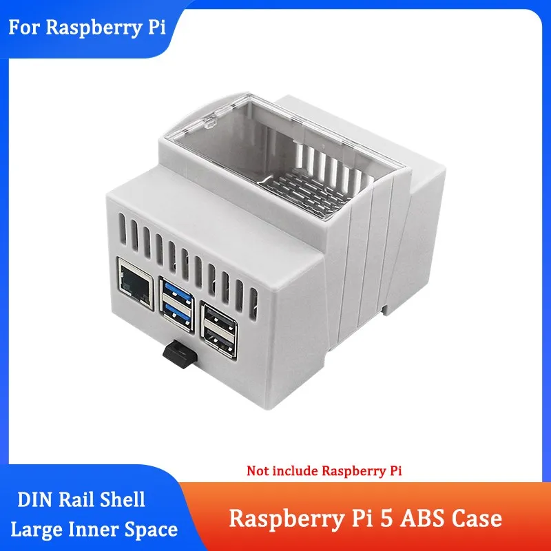 

Raspberry Pi 5 ABS чехол DIN рейка оболочка большое внутреннее пространство прозрачный верхний окна электрическая коробка дополнительный офисный активный охладитель для RPi 5