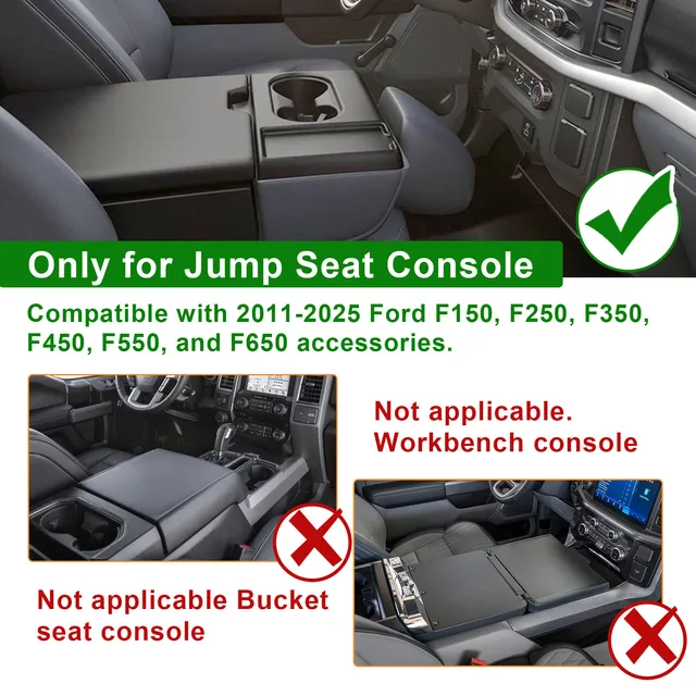 2015-2025 FORD F150 F250 F350 F450 SUPERDUTY CENTER CONSOLE JUMP SEAT 2015-2025 FORD F150 F250 F350 F450 SUPERDUTY CENTER CONSOLE JUMP SEAT