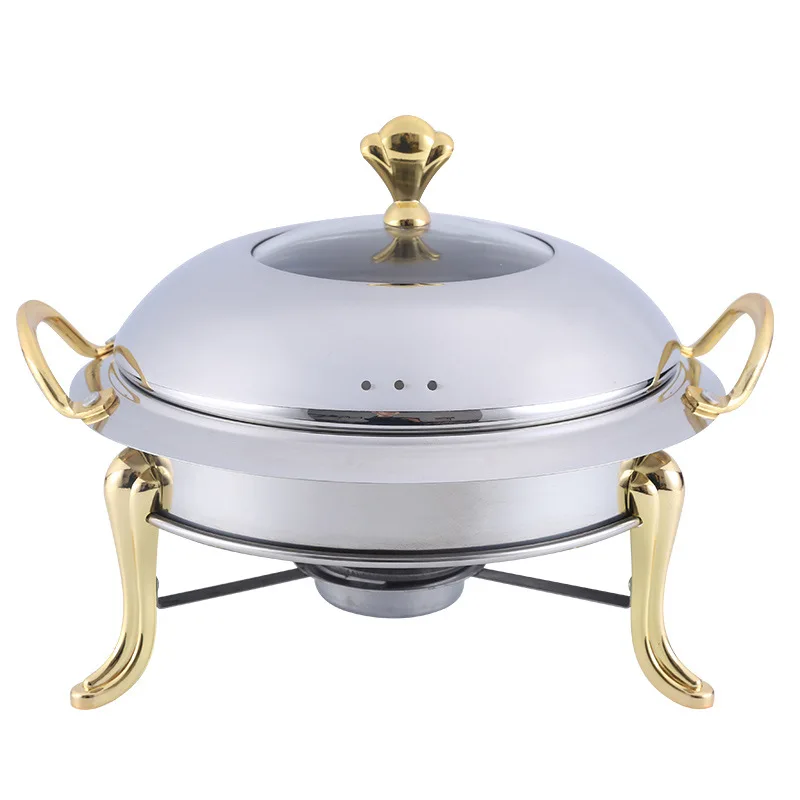 

stainless steel hotpot set mini hotpot pot holder tempered glass lid gold silver Chafing Dish Buffet pan Food Tray Warmer