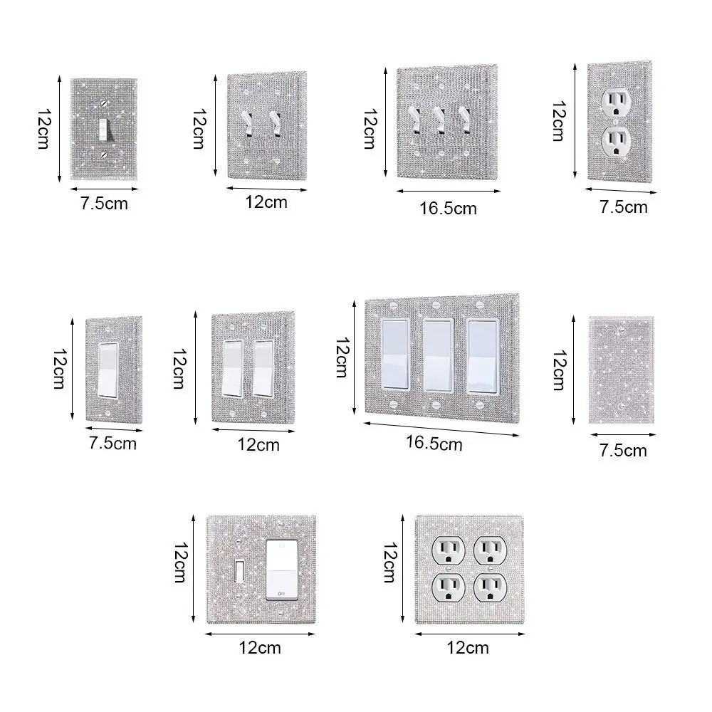 Access Panel Switch Panel Sticker Rhinestones Socket Frame Wall Plate Cover Bling Plug Outlet Glitter Crystal Home Decoration