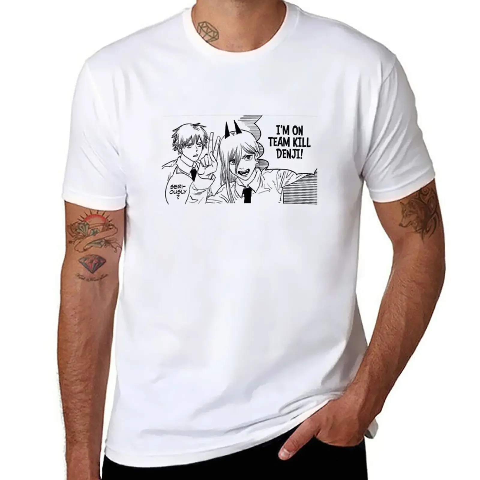 Im On Team Kill Denji! -Sul Serio-Chainsaw Man T-Shirt Anime Clothes Sports Fans T Shirt Uomo