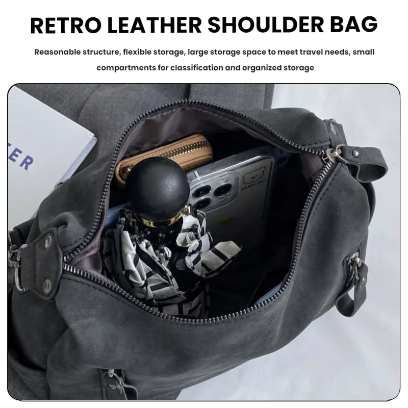 Luxury Designer Retro Matte PU Leather Crossbody Bag - Large Capacity Shoulder Handbag
