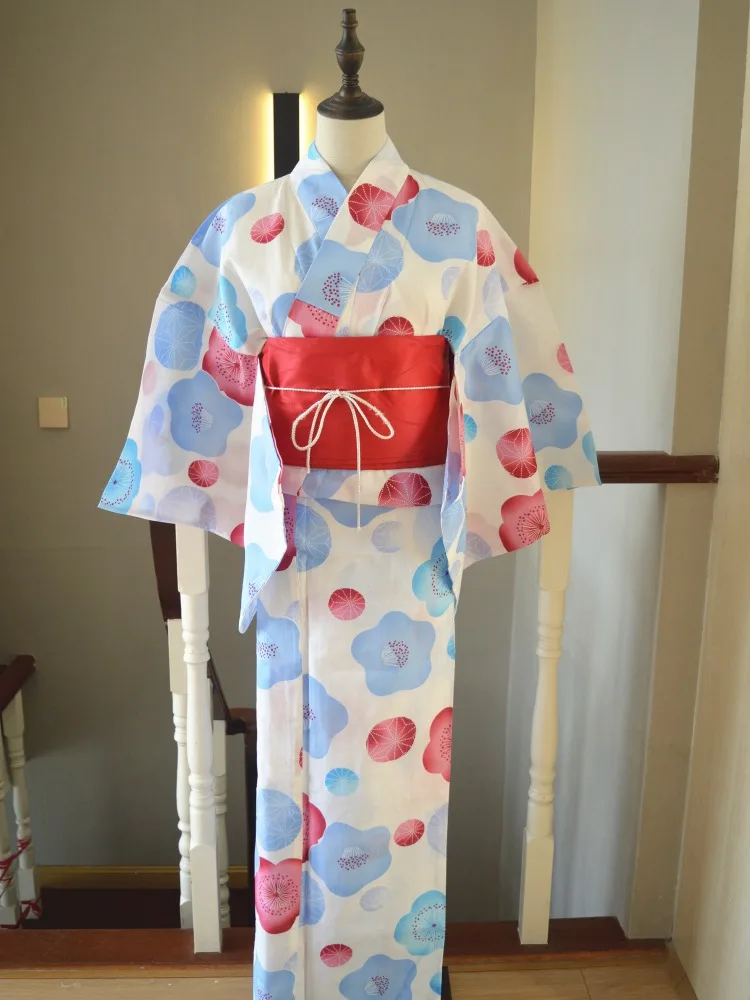 

Women Japanese Traditional Kimono Floral Prints Cotton Linen Yukata Photography Long Dress Cosplay Costume Photography Dress