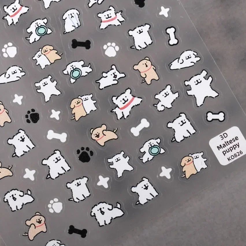 Dog Nail Stickers Kawaii Cartoon Self Adhesive Accessories