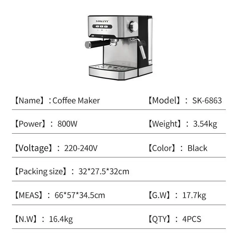 SOKANY6863 Coffee Machine Home Office Capsule Powder Dual Use