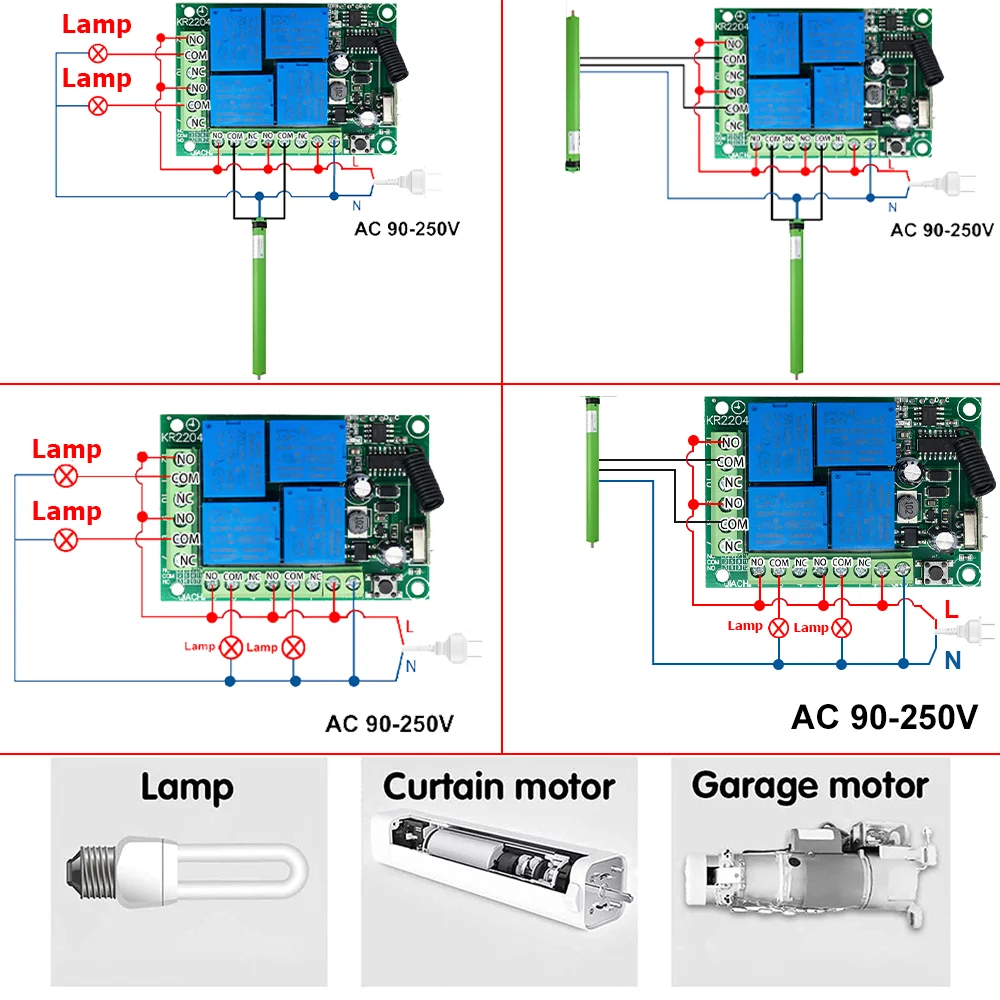 Universal Wireless Remote Control Relay Module with 4-Channel Receiver and Transmitter