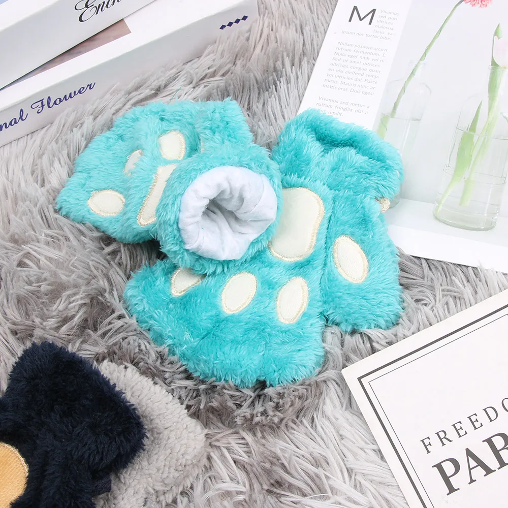 Cat Gloves Children Fashion Boys Girls Cat Claw Paw Plush Mittens Warm Soft Winter