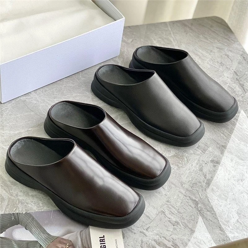 

Women's Shoes Fashion R0W Brand Solid Minimalist Design Slip On Flat Shoes High-quality Leather Lady Casual Soft Sneakers