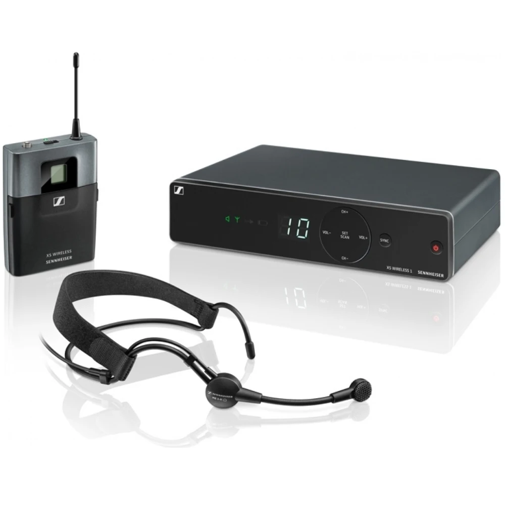 Sennheiser XSW 1-ME3 무선 헤드셋 마이크 시스템 (ME 3 헤드셋 포함), SK-XSW 바디 팩 송신기 및 EM-XSW 1 수신기
