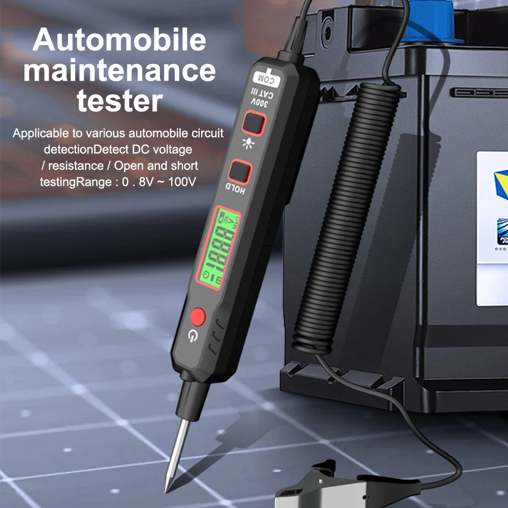 Car Voltage Detector Pen HT86A 100V Non-Contact Adjustable DC Voltage Backlight Tester Car Fault Maintenance Circuit Test Pen