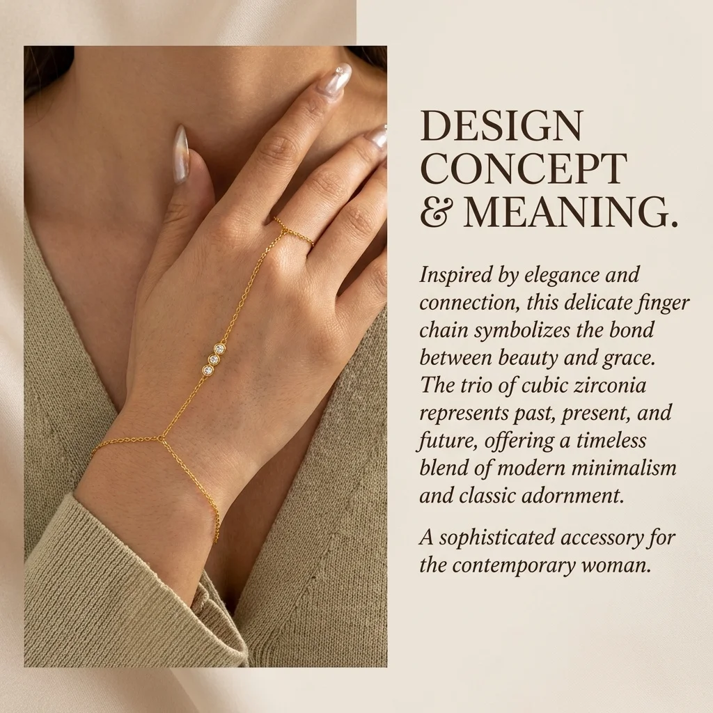 Zierliche Zirkon-Blumen-Handkette für Frauen Edelstahl Doppelschichtige Finger-Armband Kätzchenartiger Fairycore-Schmuck – Detail 1