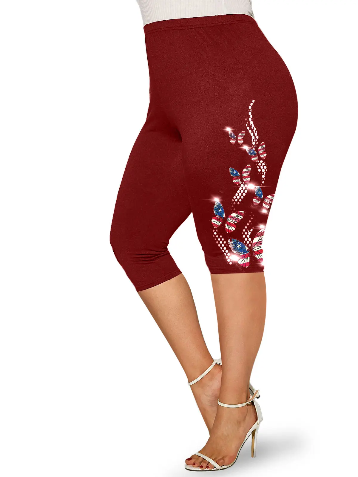 ROSEGAL Plus Size High Waist Capri Leggings Ladies Yoga Body