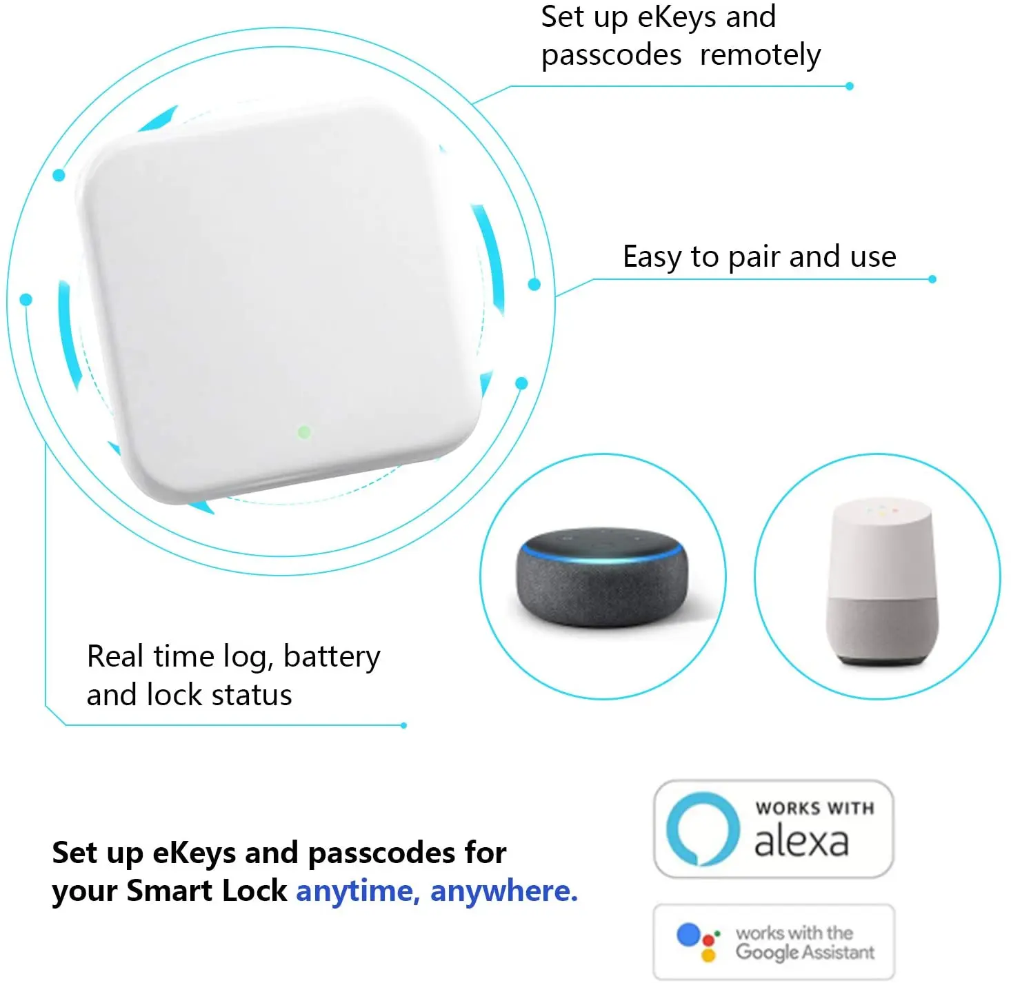 TTLock Or TTHotel APP G2 WiFi Gateway For Remote Control Smart Lock Bluetooth to