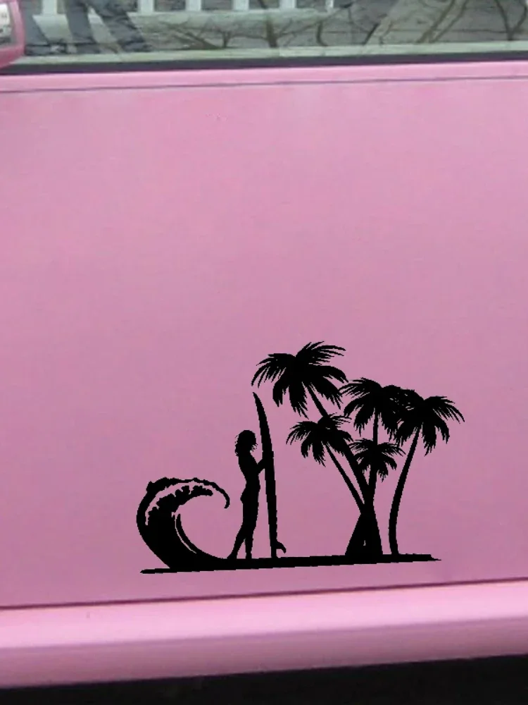 Surf Girl Ocean Waves Die Cut decalcomania in vinile accessori per auto casco moto Car Styling 18*12.2cm - immagine 4