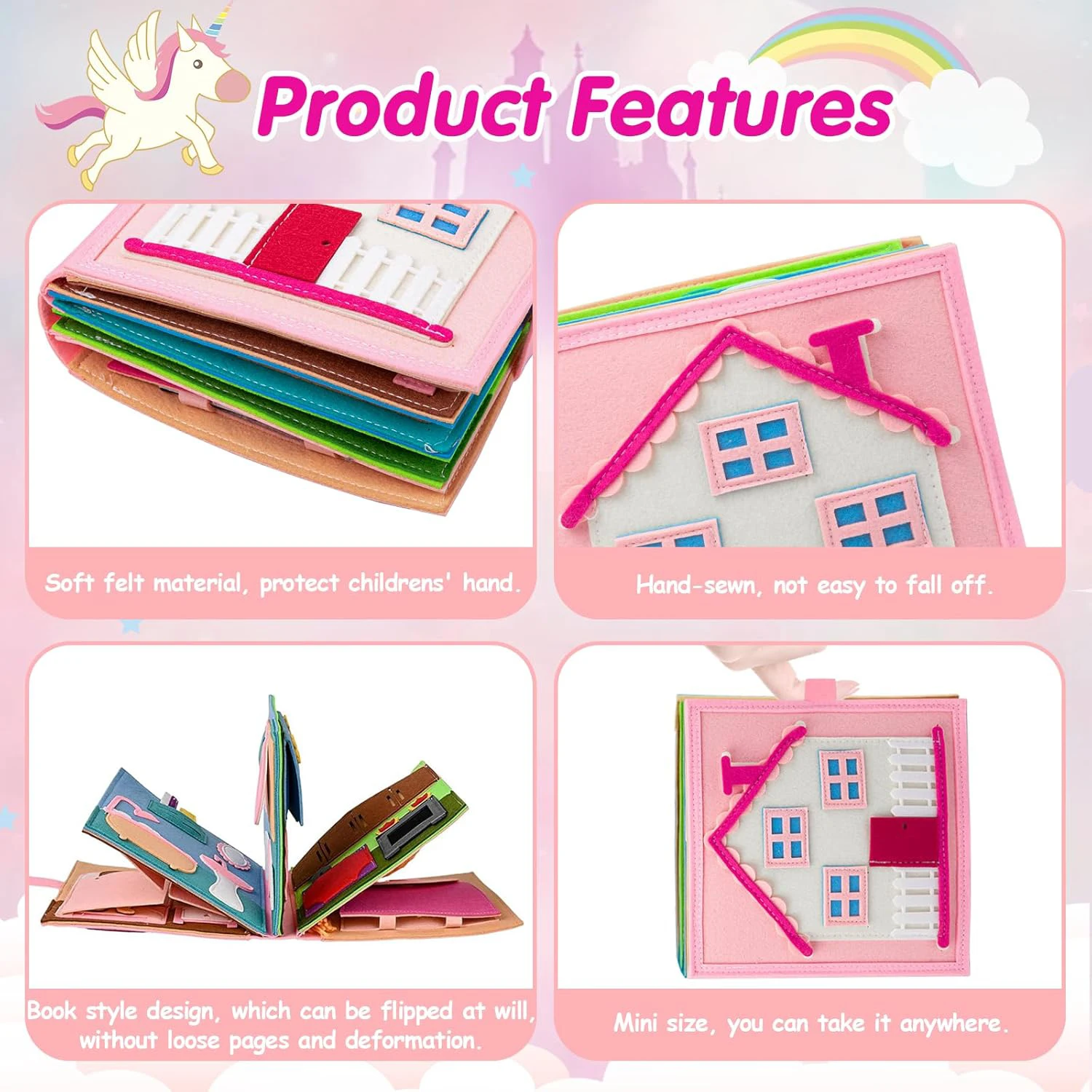 Montessori Felt Busy Quiet Book Educational Daily Learning Toy_voghion.com