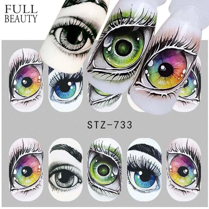 Nail Stickers 1x Skull Bone Water Self Adhesive Halloween Slider Tattoo Big Eye Horror Decals for DIY Decor Wrap CHSTZ731-734 nail stickers,nail decals,nail art decoration