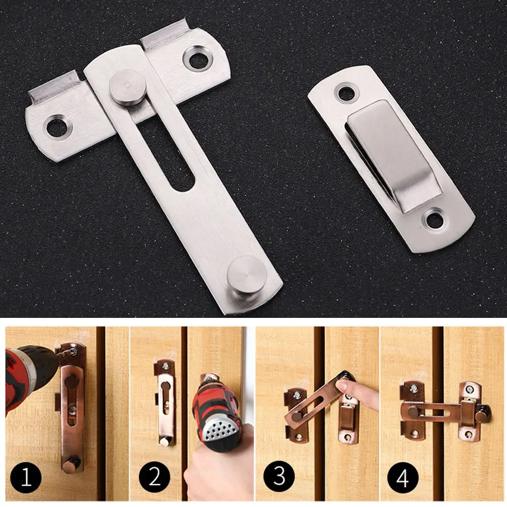 2/3/4in Stainless Steel Hasp Padlock Clasp Cabinet Door Bolt Silent Gate Buckle Window Catch Lock Furniture Home Hotel Security door latch,door lock cylinder