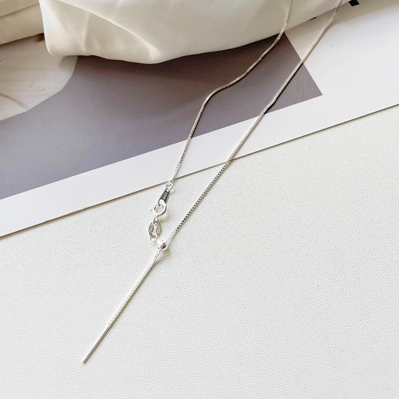Thin 925 Sterling Silver Sliding Needle Box Chain Adjustable