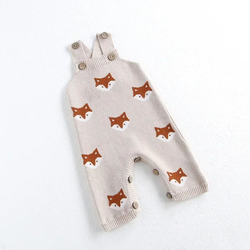 Autumn Baby Knitted Overalls Romper for Infant Boys and Girls