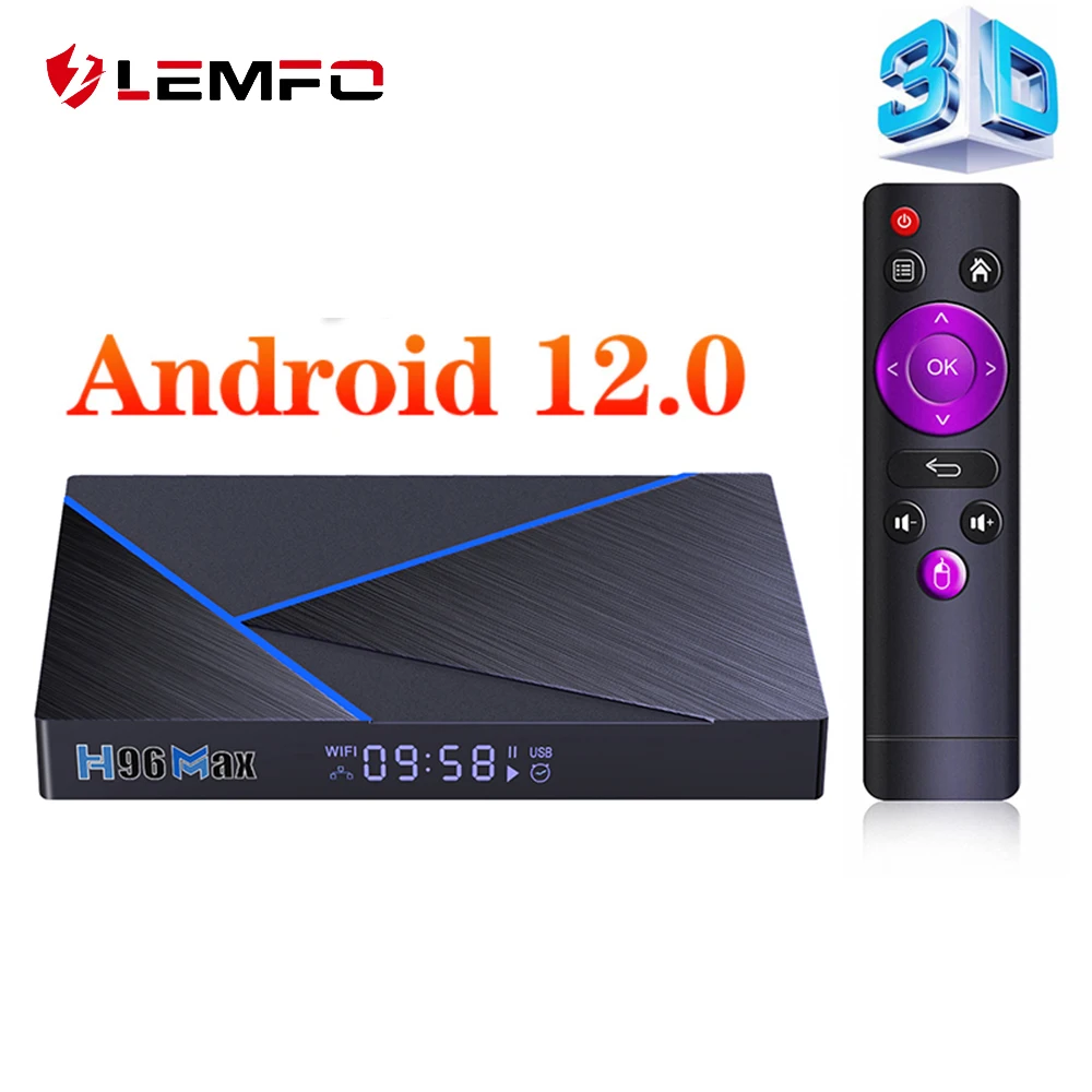 LEMFO – H96 Max V56 Smart boitier iptv, Android 12, 8 go/64 go, 8K, RK3566,  1000M, lecteur multimédia, décodeur, IPTV, 12.0, boîtier tv android 12, ip