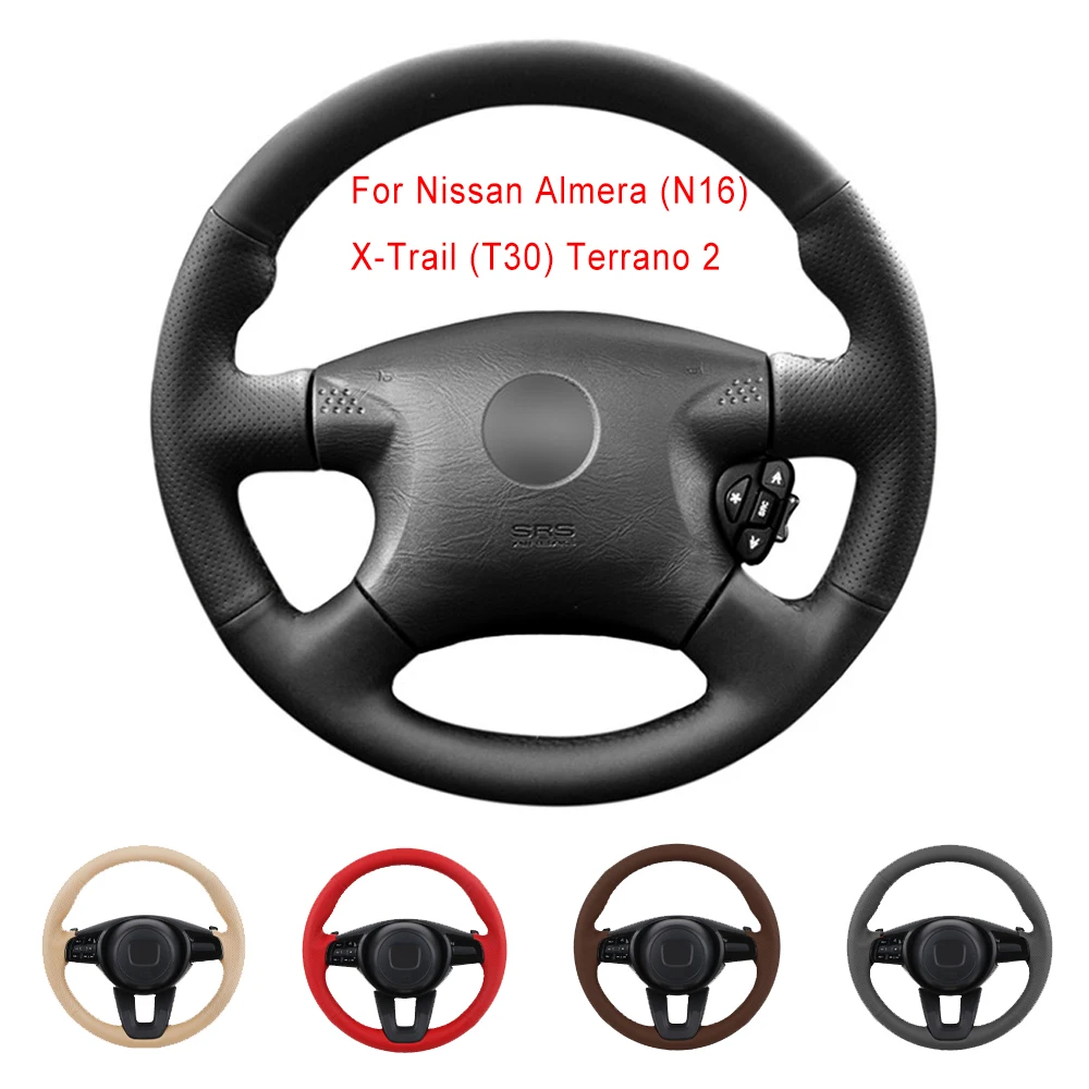 Coprivolante Per Auto Originale Personalizzato Per Nissan Almera (N16) X-Trail (T30) Terrano 2 Treccia Volante In Pelle Artificiale