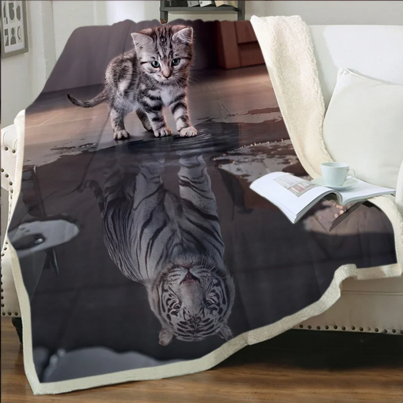 

I'll Grow Up To Be A Big Cat One Day 3D Blanket for Beds Hiking Picnic Thick Quilt Fashionable Bedspread Fleece Throw Blanket