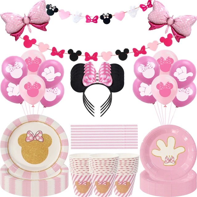 Minnie Mouse tema bagnetto forniture per feste di compleanno Minnie Cup  Plate Kid Girl Party Decoration stoviglie usa e getta Set da tavola -  AliExpress