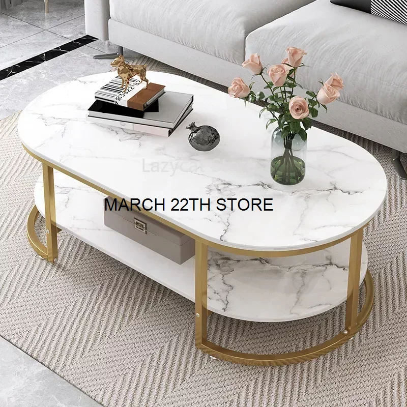 Marble Luxury Coffee Table Modern Nordic Living Room Iron White Coffe Table Center Console Table Dining Muebles Home Furniture