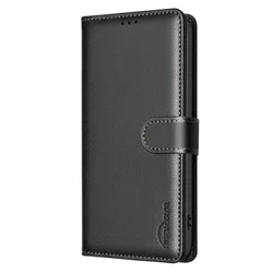 Deluxe RFID Blocking Leather Flip Case with Business Card Stand for Moto Edge 40 5G (Black)